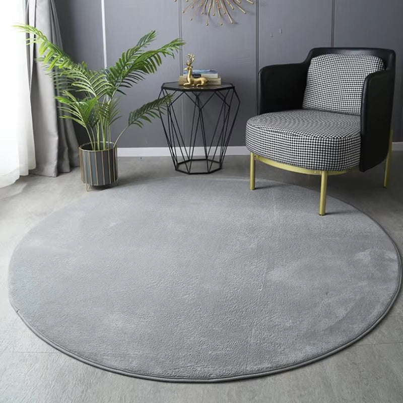 Gray Coral Velvet Carpet round for Home Living Room Coffee Table Floor Rug Short Plush Foot Mat Children'S Play Crawling Carpets